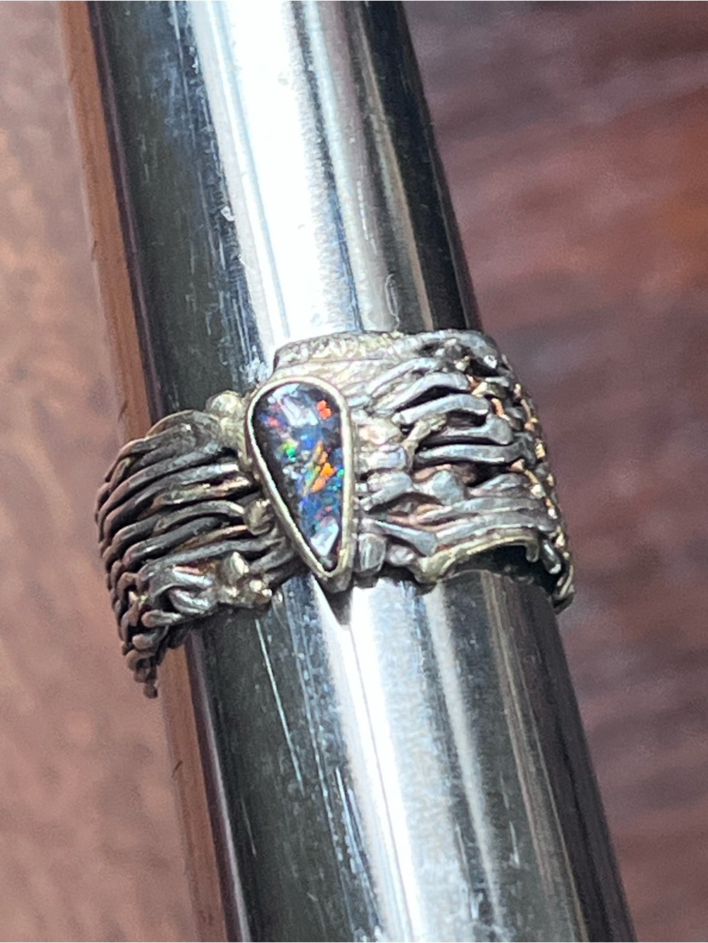 Amazing OOAK handcrafted preloved gold and sterling opal ring - Picture 6 of 15